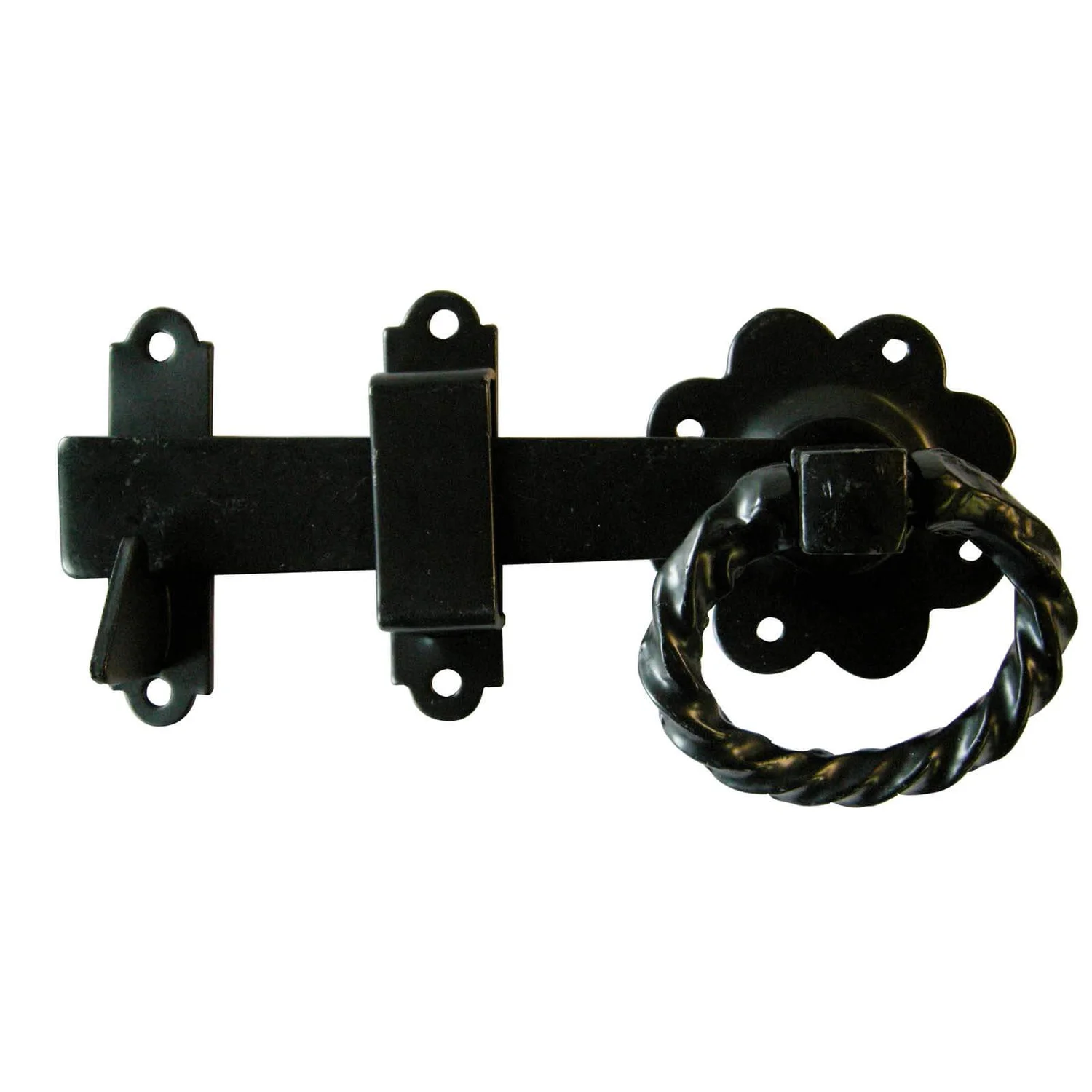 None Twisted Ring Handled Gate Latch - Black - 152mm 1 None Twisted Ring Handled Gate Latch - Black - 152mm