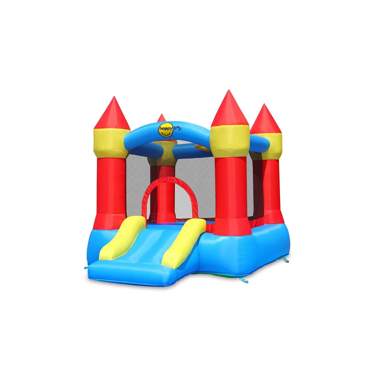 Happy Hop Bouncy Castle With Slide And Hoop 1 Happy Hop Bouncy Castle With Slide And Hoop