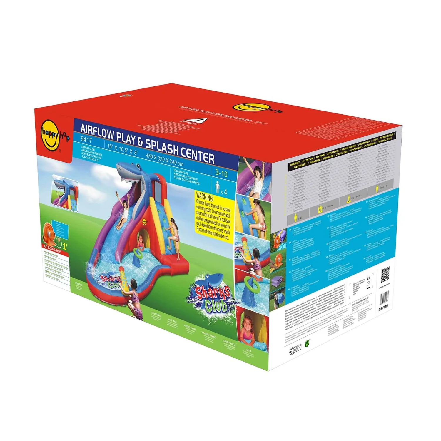 Happy Hop Sharks Club Bouncer / Bouncy Castle With Slide 5 Happy Hop Sharks Club Bouncer / Bouncy Castle With Slide - Image 5