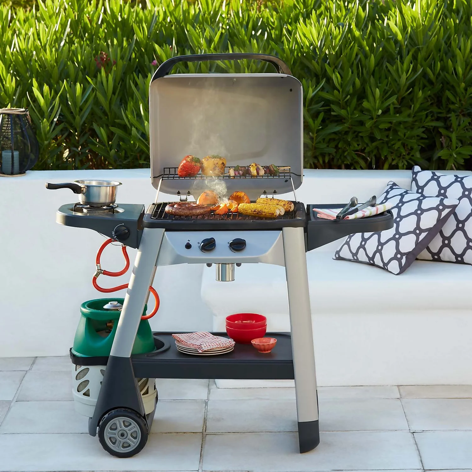 Outback Excel 2 Burner Gas BBQ - Silver & Black 2 Outback Excel 2 Burner Gas BBQ - Silver & Black - Image 2