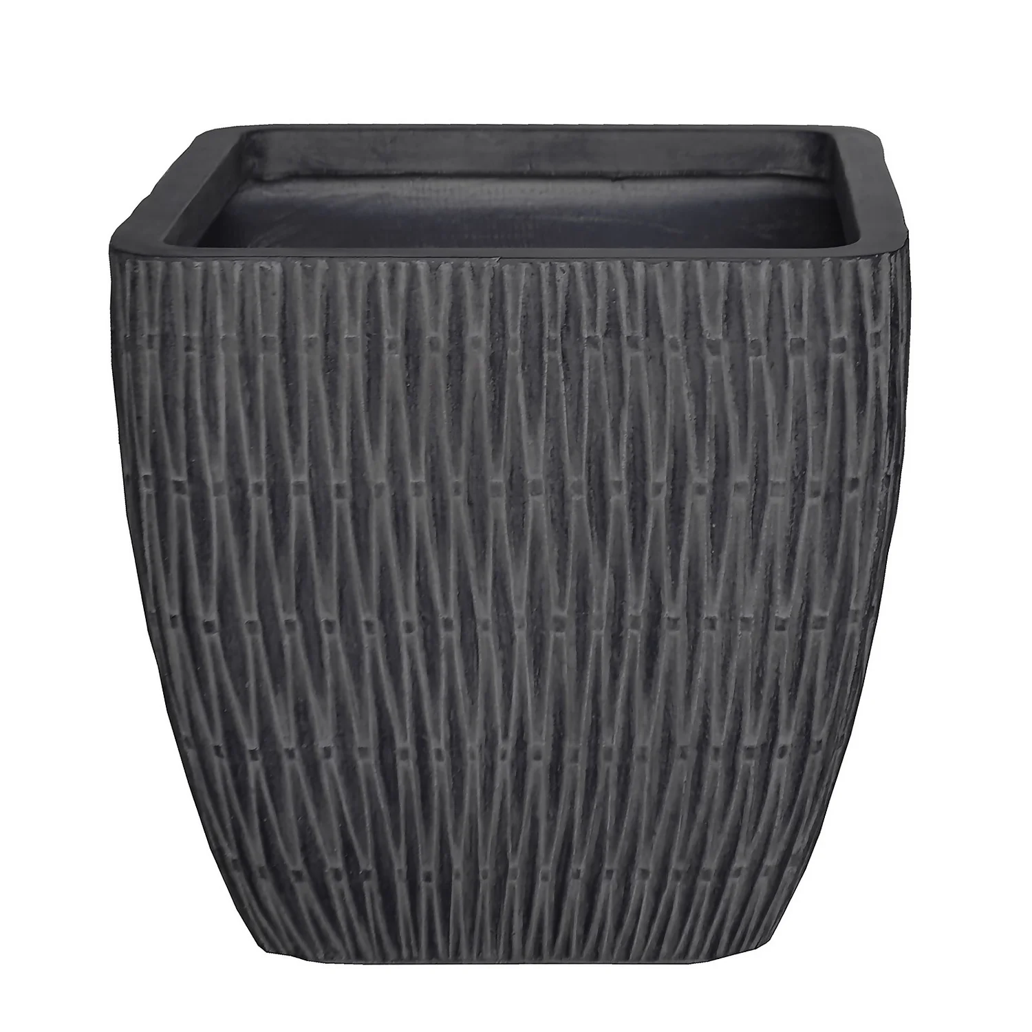 House Beautiful Roma Weave Charcoal Square Pot - 37cm 1 House Beautiful Roma Weave Charcoal Square Pot - 37cm