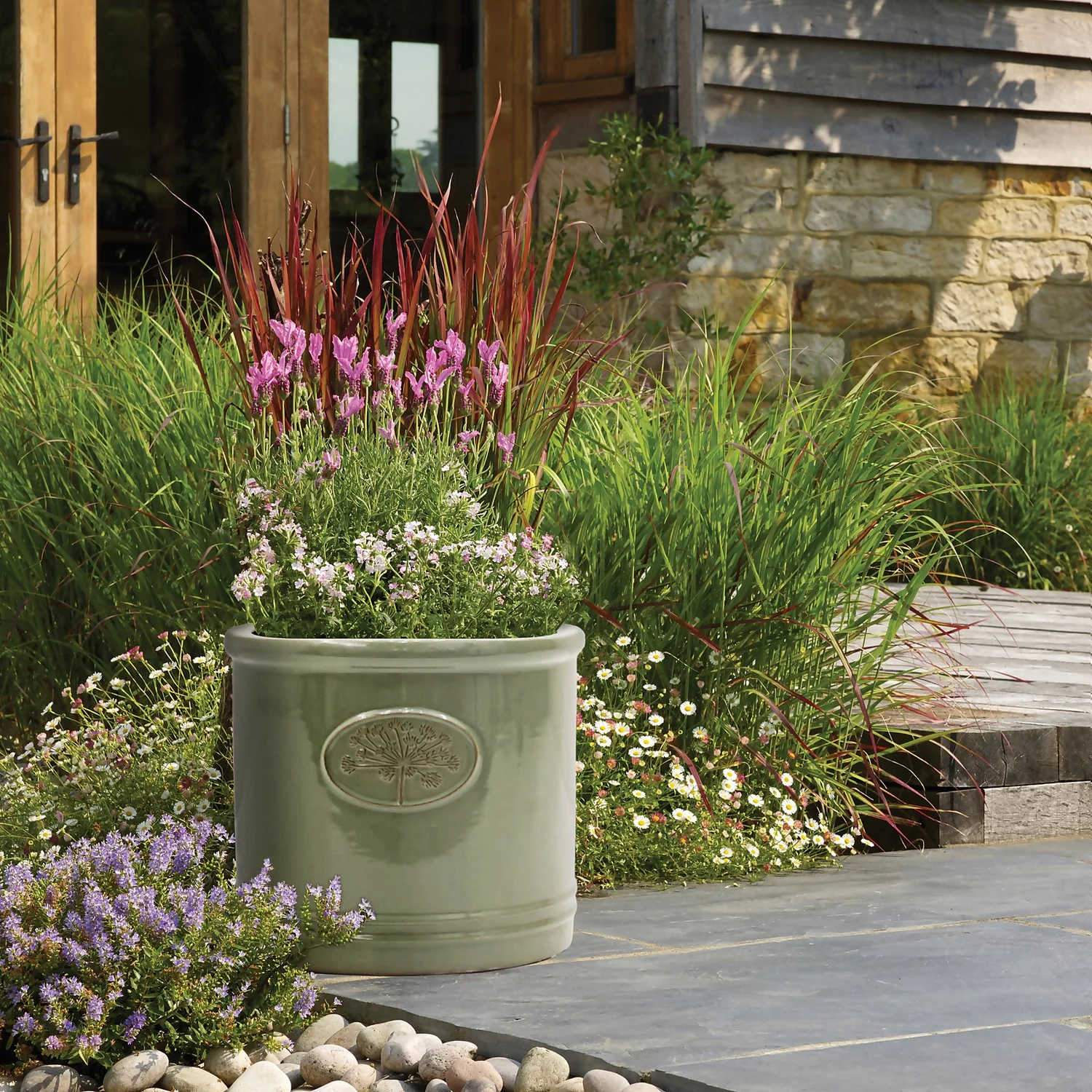 Country Living Heritage Sage Cylinder Pot - 20cm 2 Country Living Heritage Sage Cylinder Pot - 20cm - Image 2