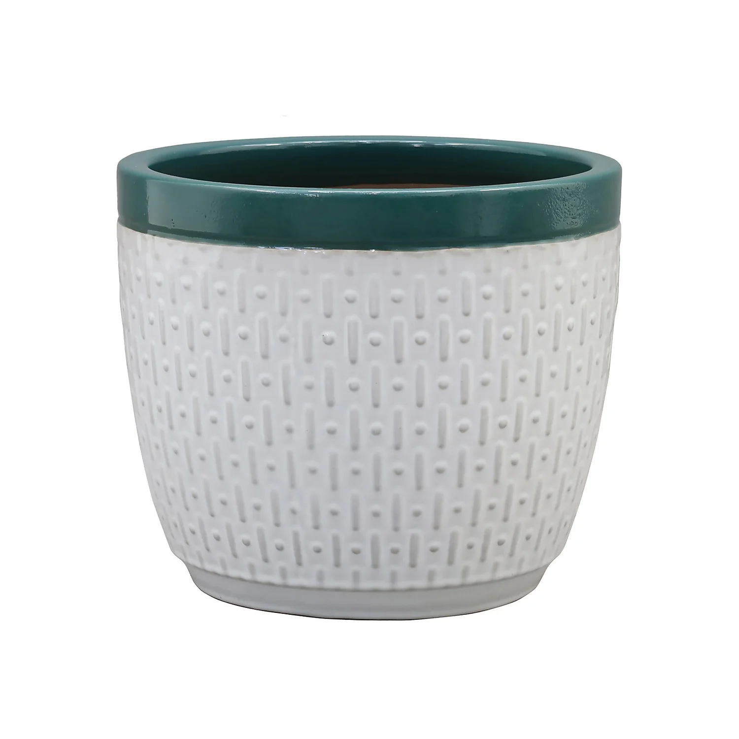 House Beautiful 2 Tone Teal Rim Egg Pot - 20cm 1 House Beautiful 2 Tone Teal Rim Egg Pot - 20cm