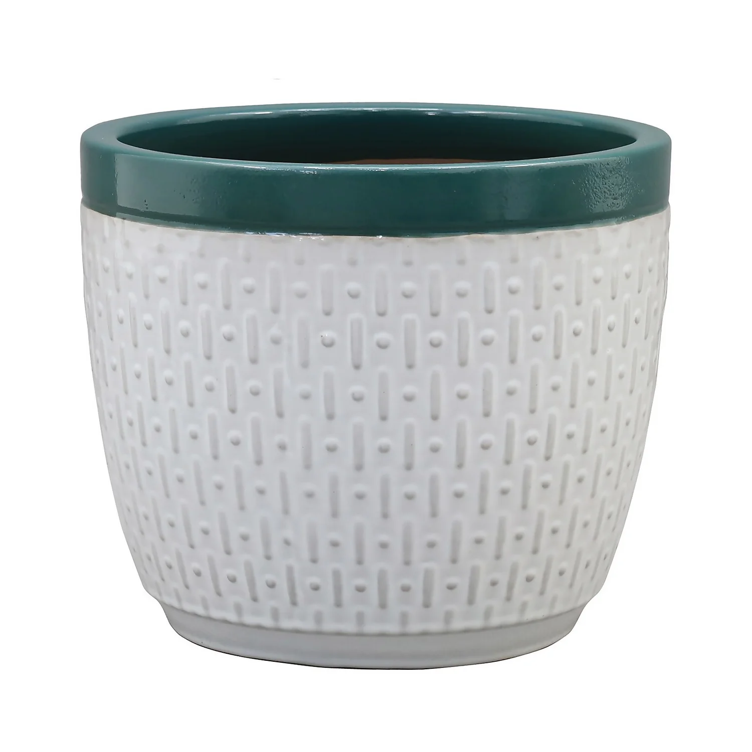 House Beautiful 2 Tone Teal Rim Egg Pot - 25cm 1 House Beautiful 2 Tone Teal Rim Egg Pot - 25cm