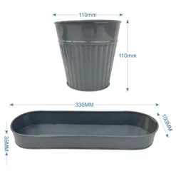 Zinc Ribbed Herb Pots & Tray -Cheap Grove Sanctuary Store 13193962 1504933502751699