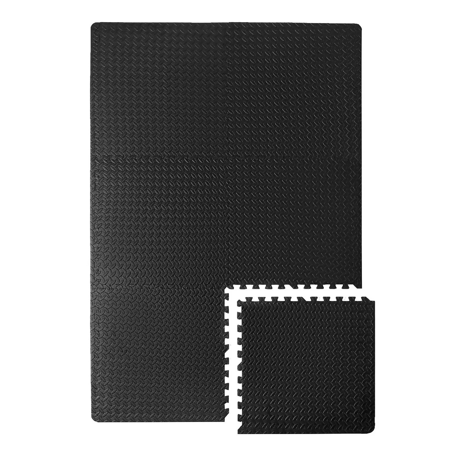 Homebase Black Leaf Patterned EVA Interlocking Gym Mats - 6 Pack 1 Homebase Black Leaf Patterned EVA Interlocking Gym Mats - 6 Pack