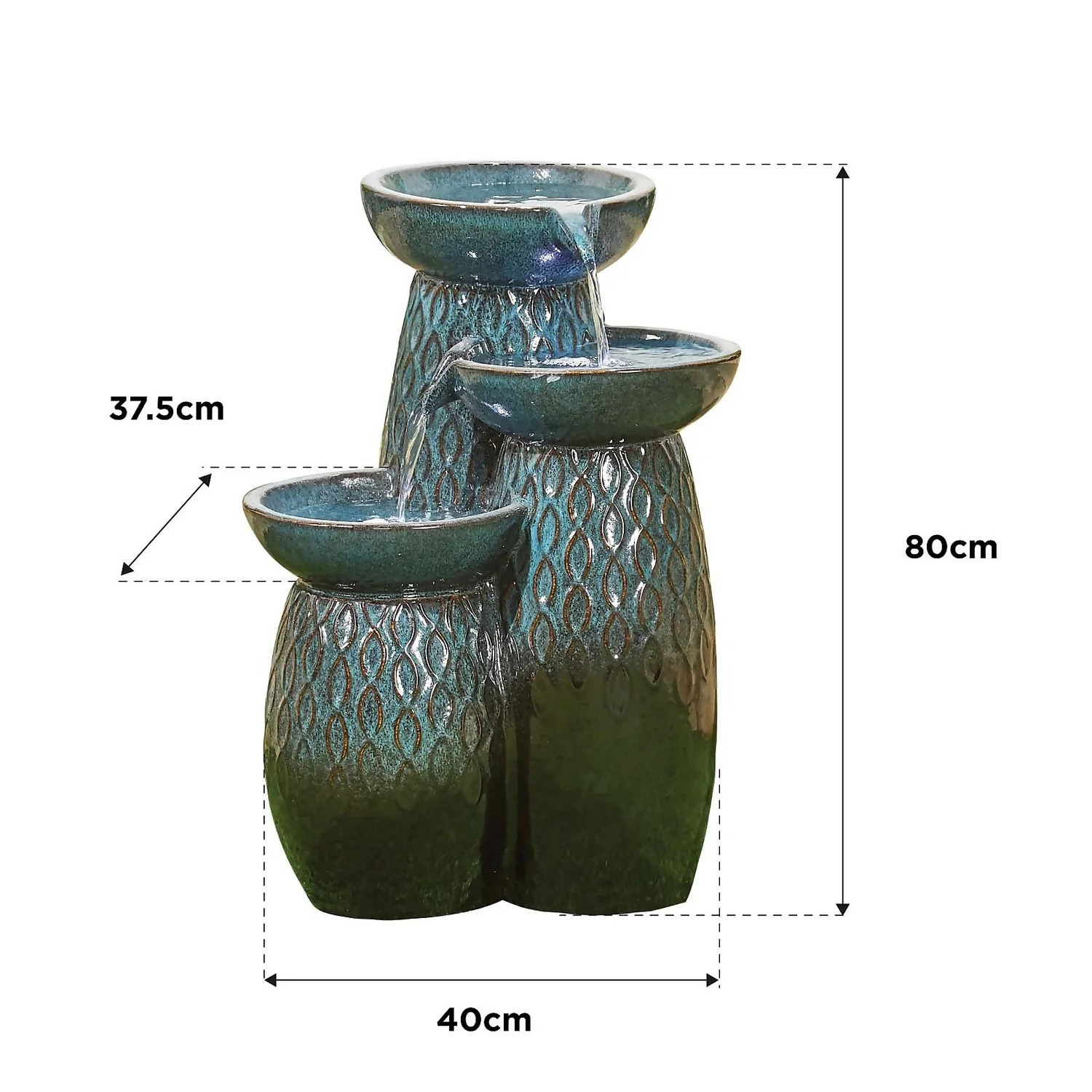 Stylish Fountain Glazed Trio Water Feature With LEDs 4 Stylish Fountain Glazed Trio Water Feature With LEDs - Image 4