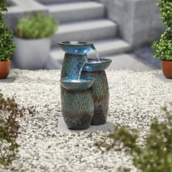 Stylish Fountain Glazed Trio Water Feature With LEDs 6 Stylish Fountain Glazed Trio Water Feature With LEDs -Cheap Grove Sanctuary Store 13846047 7854962028373355