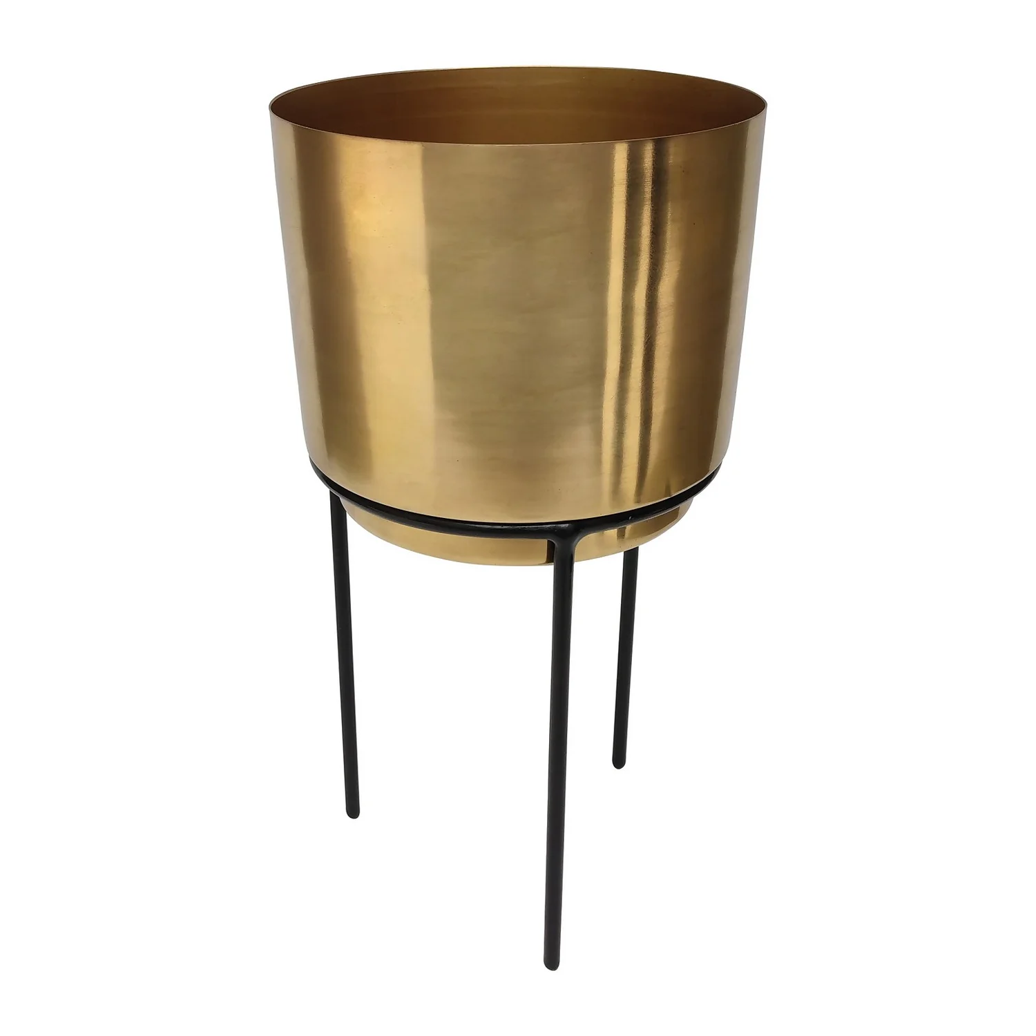 Brass Indoor Plant Pot With Straight Stand - 14cm 1 Brass Indoor Plant Pot With Straight Stand - 14cm
