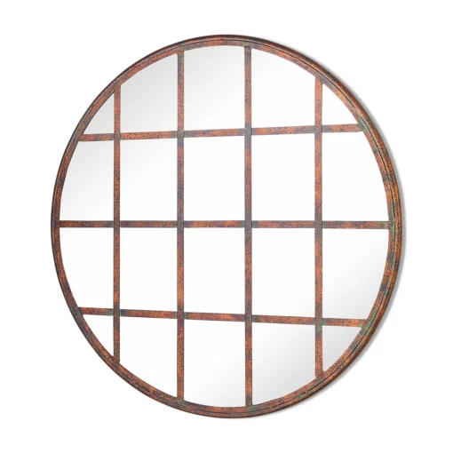 MirrorOutlet Metal Round Decorative Window Garden Mirror - 80cm -Cheap Grove Sanctuary Store 13950547 1834987138796508