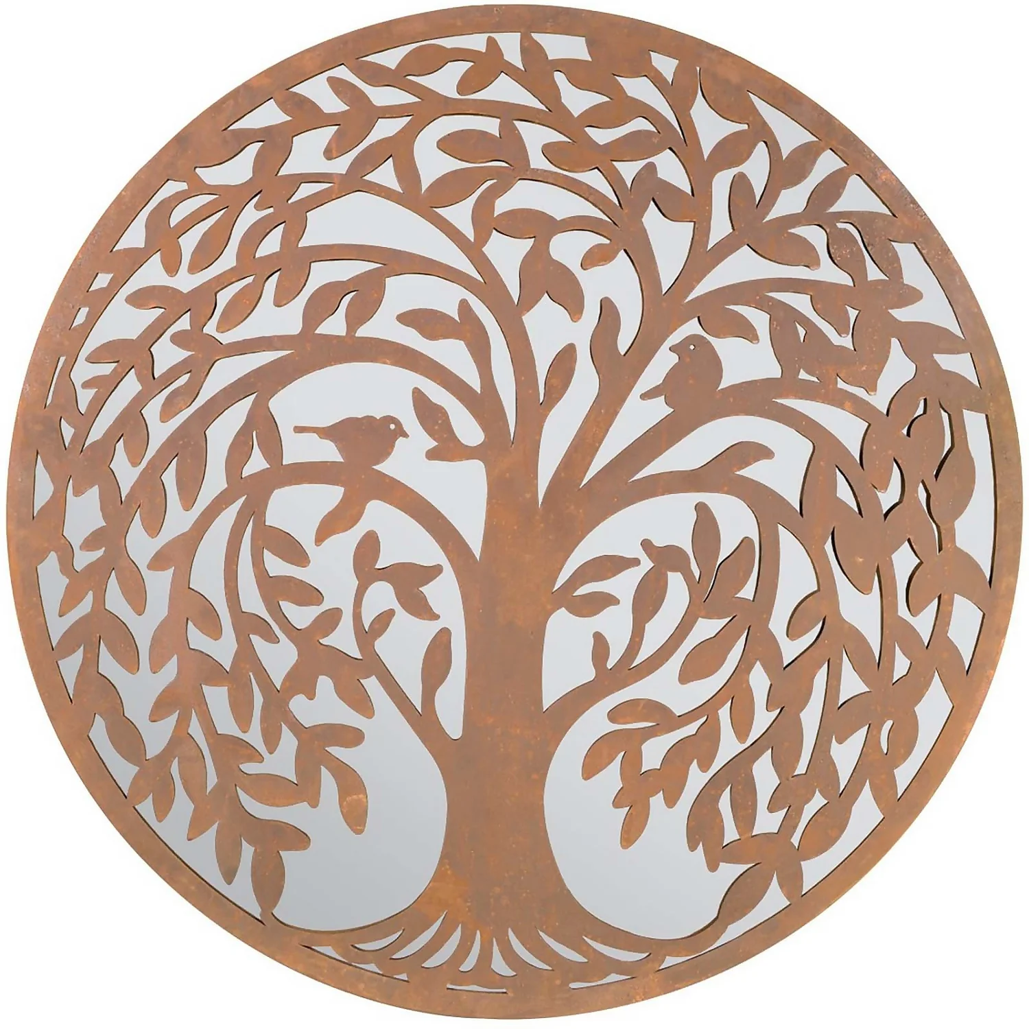 MirrorOutlet Swirl Tree Round Garden Mirror - 100cm 1 MirrorOutlet Swirl Tree Round Garden Mirror - 100cm