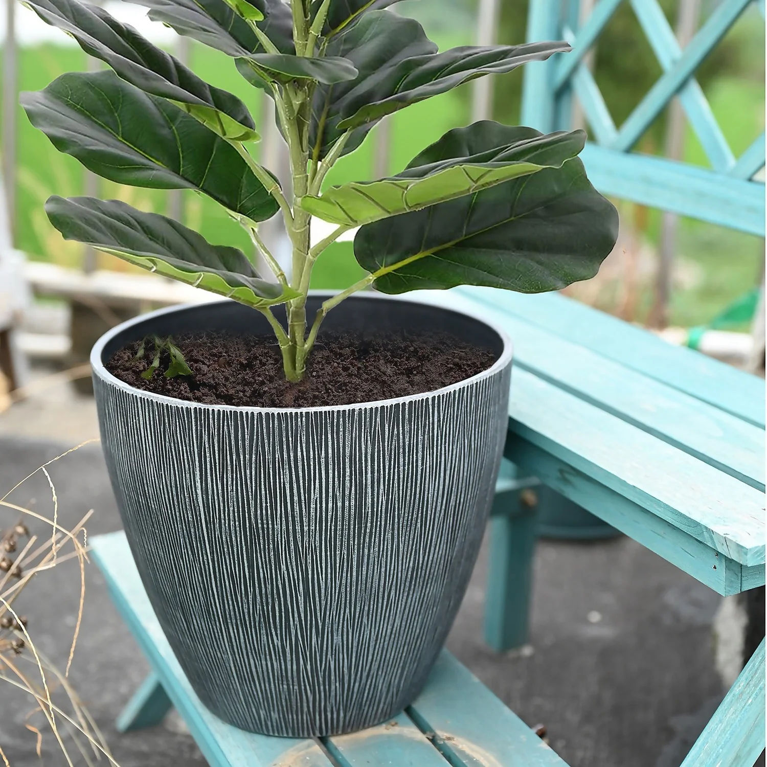 Grey Bark Planter - 33cm 2 Grey Bark Planter - 33cm - Image 2
