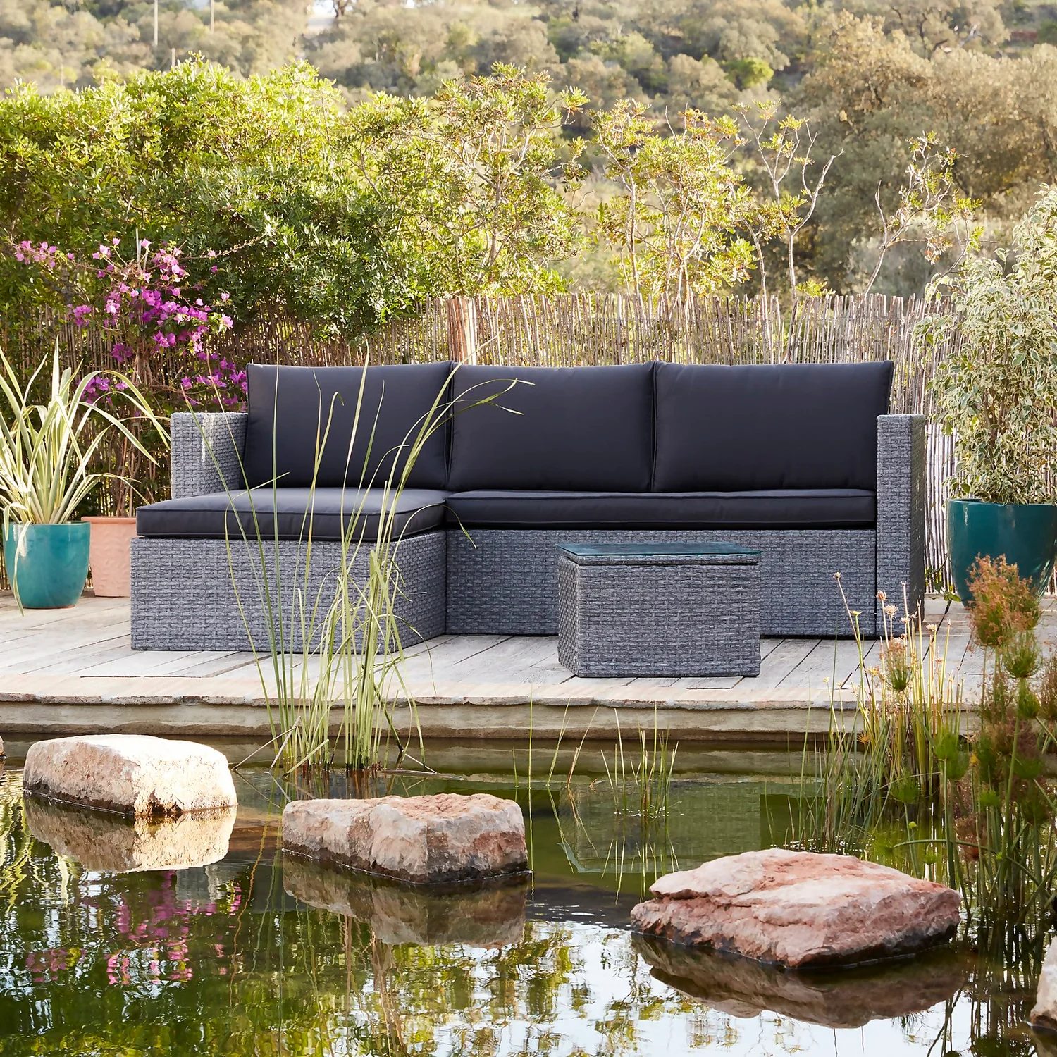 Alexandria Rattan Effect Garden Corner Sofa Set - Ash Grey 3 Alexandria Rattan Effect Garden Corner Sofa Set - Ash Grey - Image 3