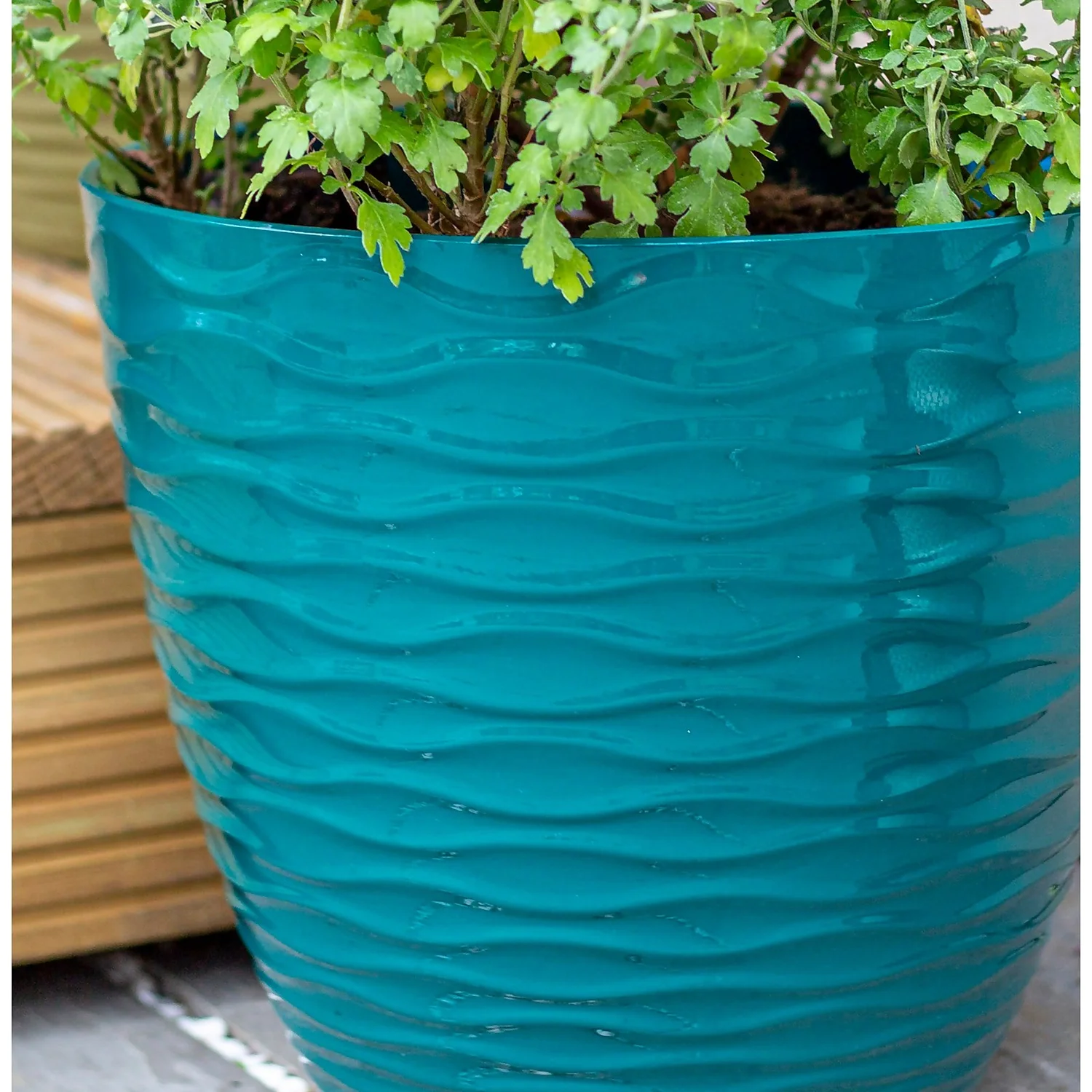 Wave Pot Teal - 33cm 3 Wave Pot Teal - 33cm - Image 3