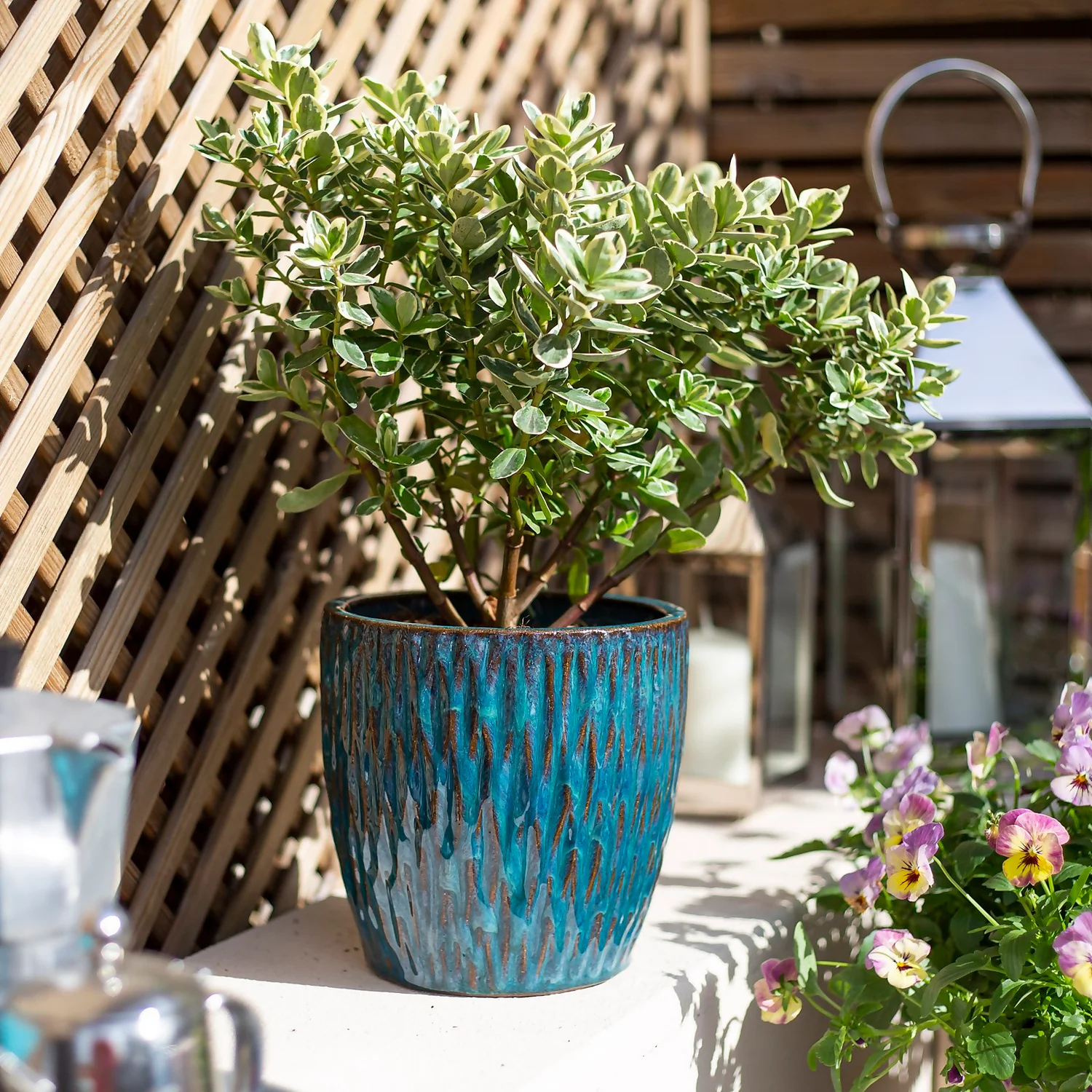 Chiswick Textured Pot Green - 18cm 2 Chiswick Textured Pot Green - 18cm - Image 2