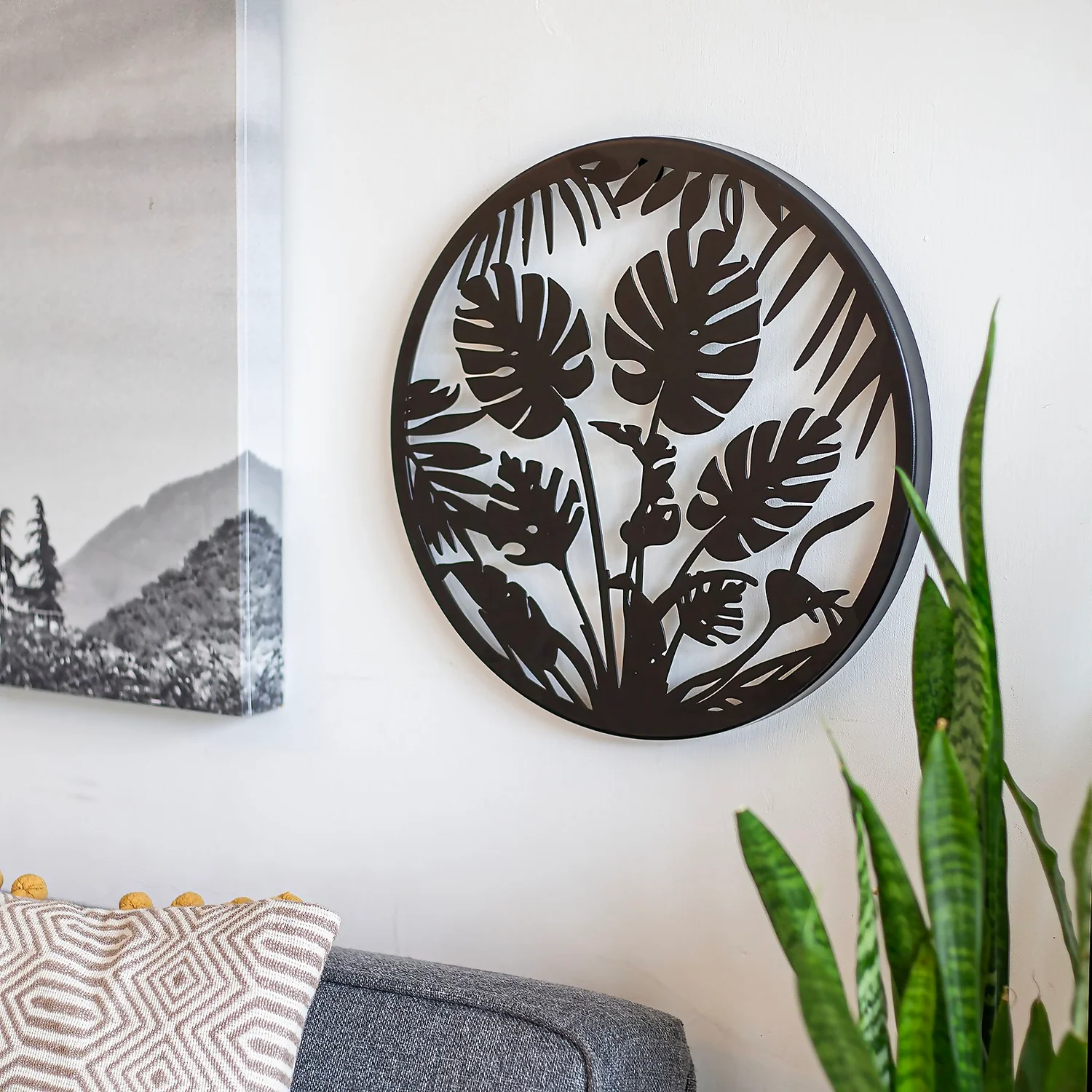 Jungle Leaf Garden Wall Art 35cm - Black 3 Jungle Leaf Garden Wall Art 35cm - Black - Image 3