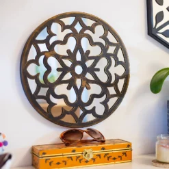 Round Laser Cut Outdoor Mirror 35cm - Bronze -Cheap Grove Sanctuary Store 13981008 8645005835380560