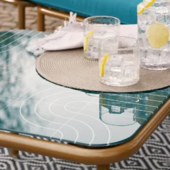 Omari Metal Garden Corner Sofa Set - Teal & Gold 13 Omari Metal Garden Corner Sofa Set - Teal & Gold -Cheap Grove Sanctuary Store 14005699 4965022704578830