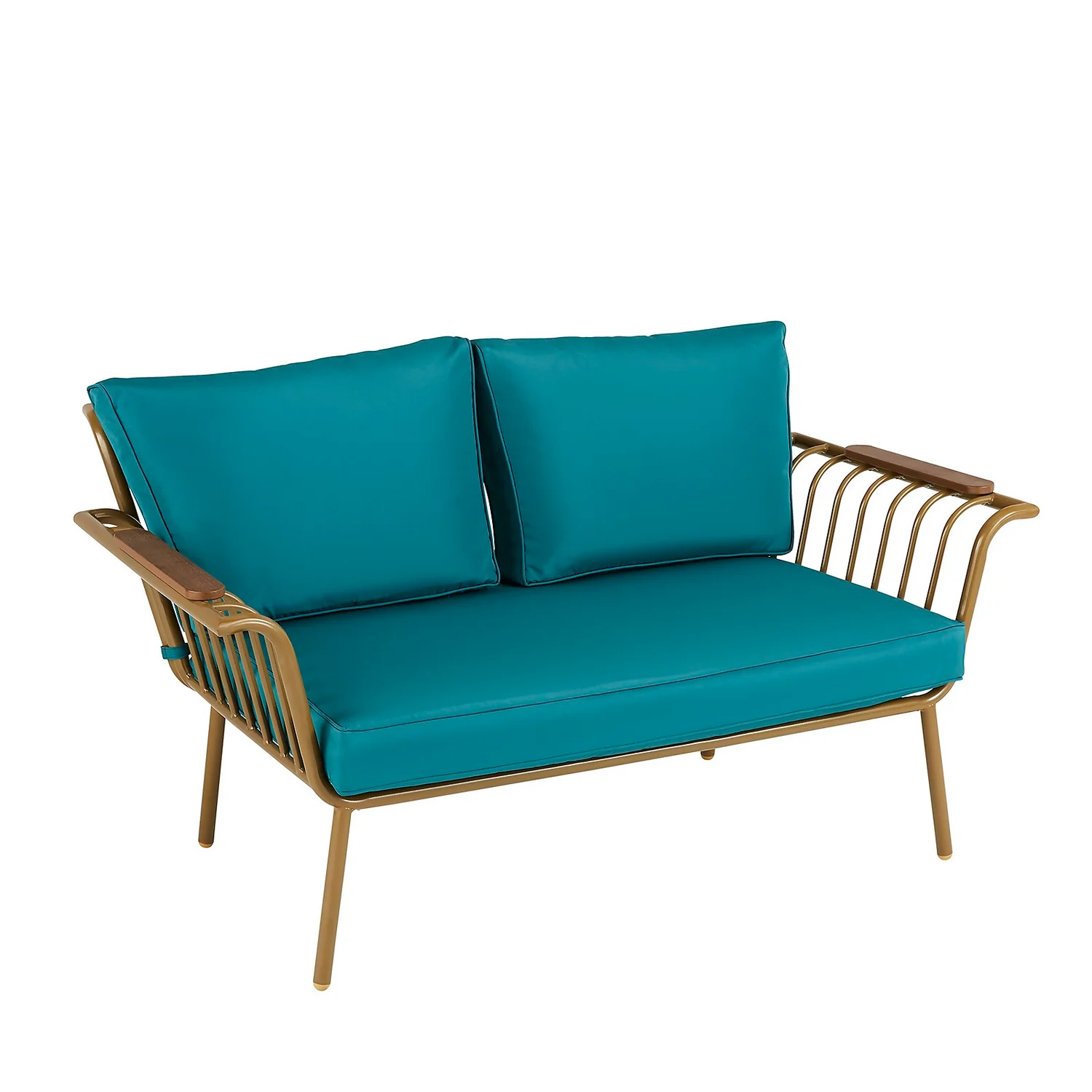 Omari Metal Garden Sofa Set - Teal & Gold 6 Omari Metal Garden Sofa Set - Teal & Gold - Image 6