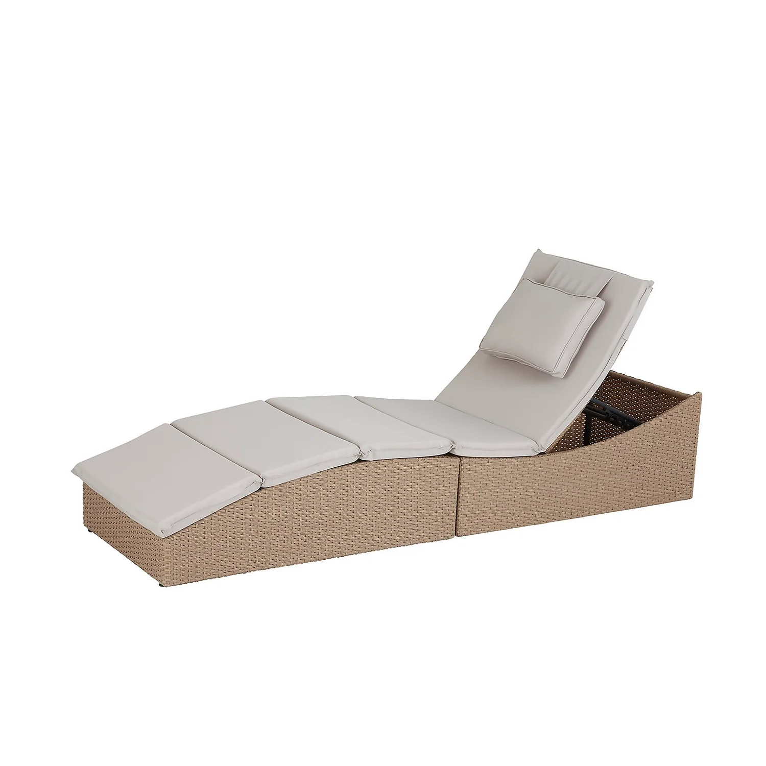 Natural Folding Rattan Sun Lounger 2 Natural Folding Rattan Sun Lounger - Image 2