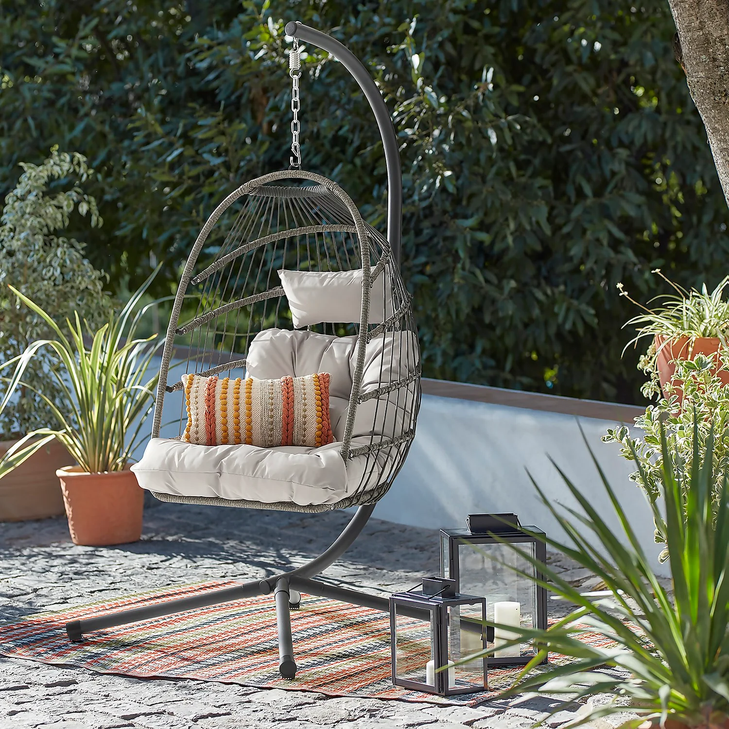 Grey Single Garden Hanging Chair 3 Grey Single Garden Hanging Chair - Image 3
