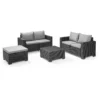 Keter California 5 Seater Double Sofa Outdoor Garden Furniture Lounge Set - Graphite With Grey Cushions