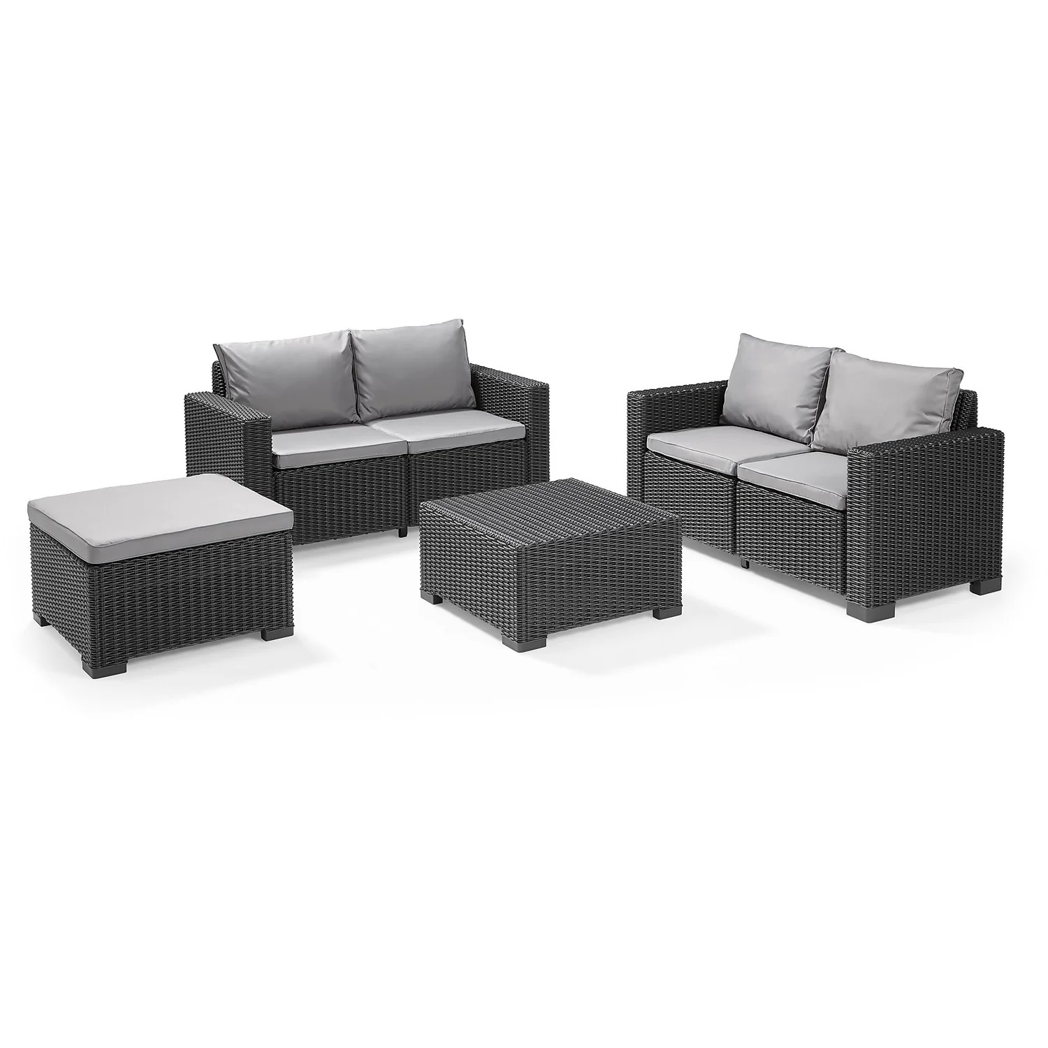 Keter California 5 Seater Double Sofa Outdoor Garden Furniture Lounge Set - Graphite With Grey Cushions 1 Keter California 5 Seater Double Sofa Outdoor Garden Furniture Lounge Set - Graphite With Grey Cushions